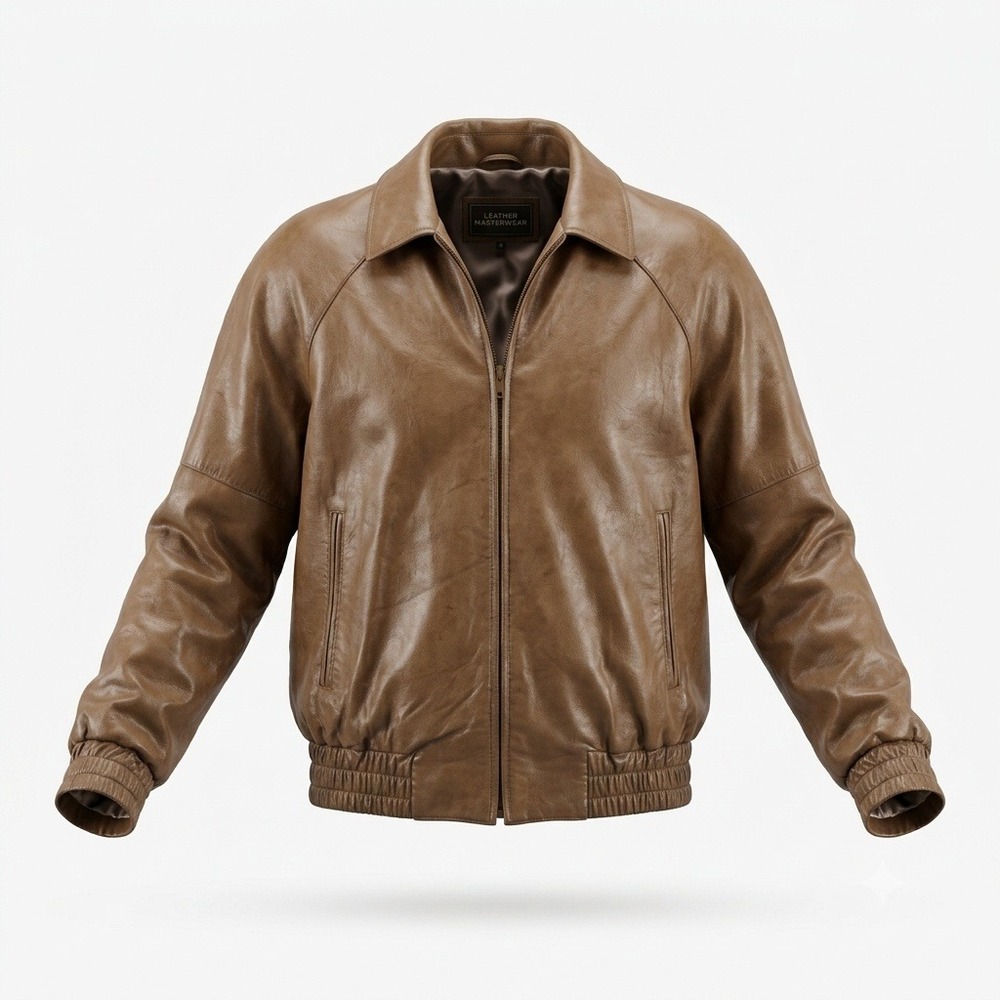 Vintage Peter Caruso Brown Leather Bomber Jacket Mens 40 80s Made in USA Coat